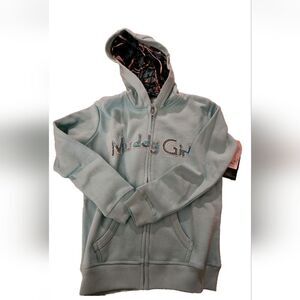 Muddy Girl Girls Zip Up Hoodie Jacket L (10/12) Sparkle Camo Moonshine Wear